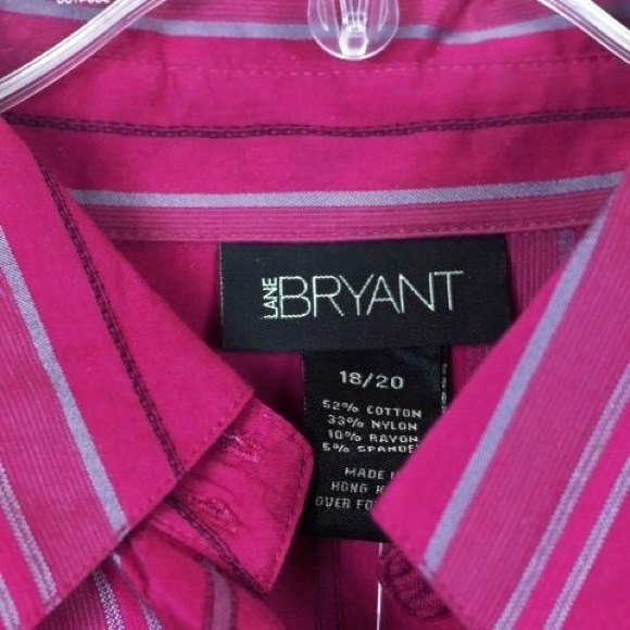 Lane Bryant Striped Long Sleeve Shirt Blouse Top Front Button - Picture 5 of 6